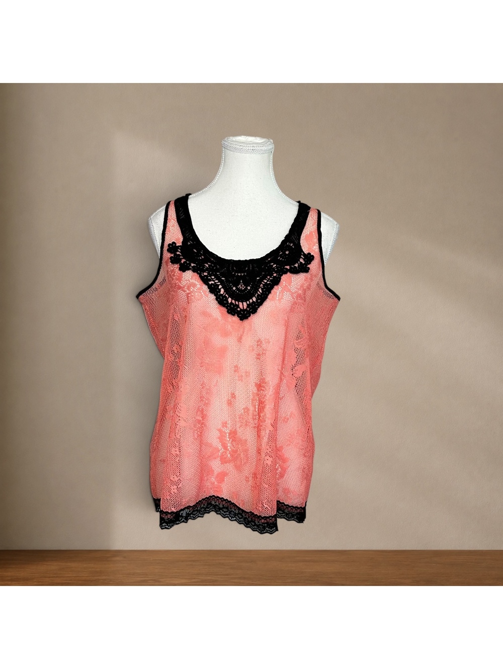 Y2K Coral Lace Tank Top Black Lace Appliqué Sleeveless Y2K 90s Fairy Grunge